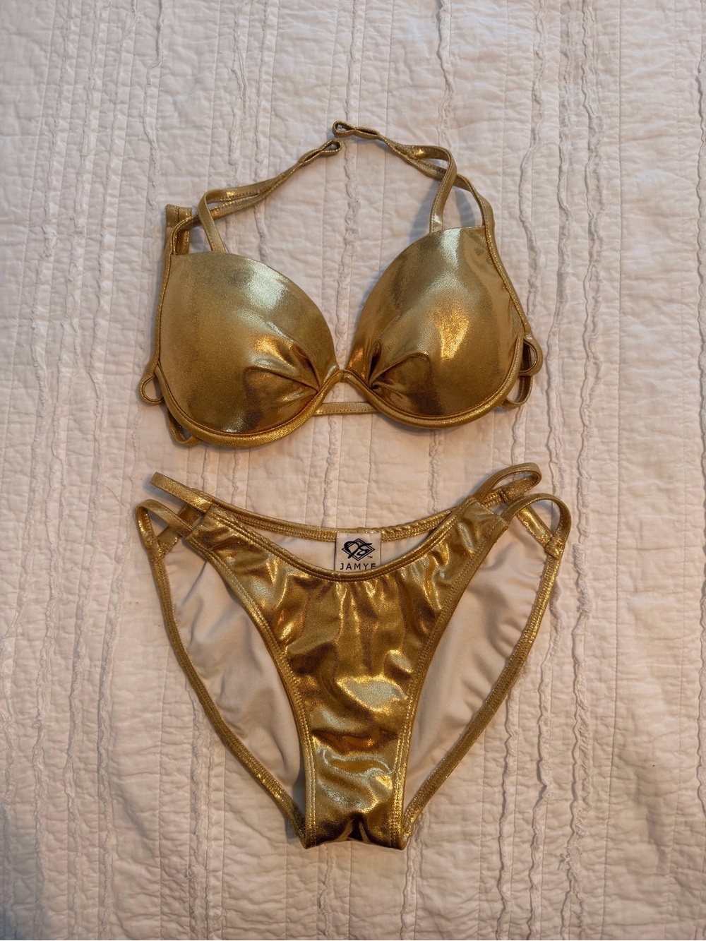 Jamye Shaw Metallic Gold Bikini Set